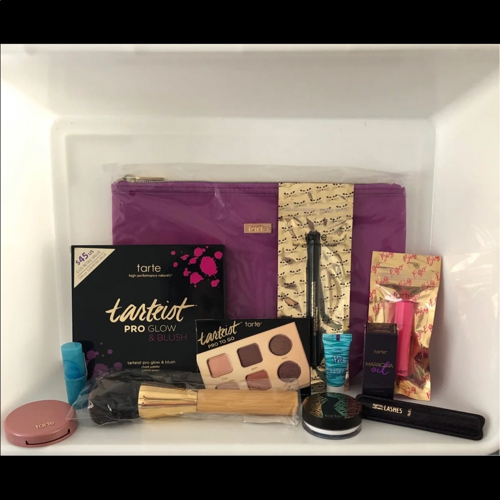 Tarte pro and glow palette, brush, eye shadow mini